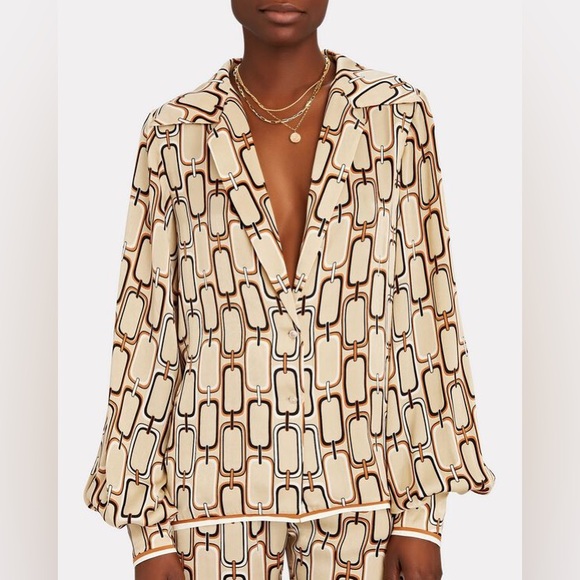 Alexis NEW Reyson Long Sleeve Chain Link Button Down Blouse Size L - Picture 8 of 16